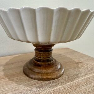Elegant White Scalloped Pedestal Bowl
